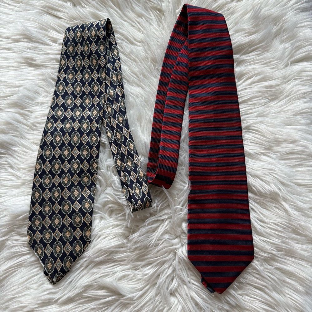Marks & Spencer Red Striped and Gold Patterned Ties